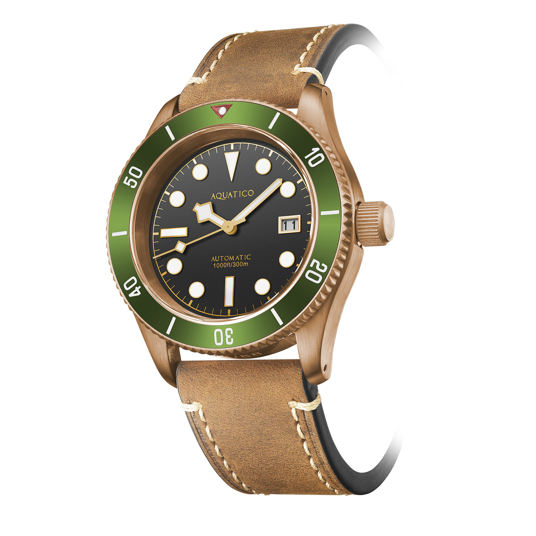 Aquatico Bronze Sea Star Automatic Men's Watch Bronze Case/Black Dial/Green Bezel Aquatico Bronze Sea Star Automatic Men's Watch Bronze Case/Black Dial/Green Bezel
