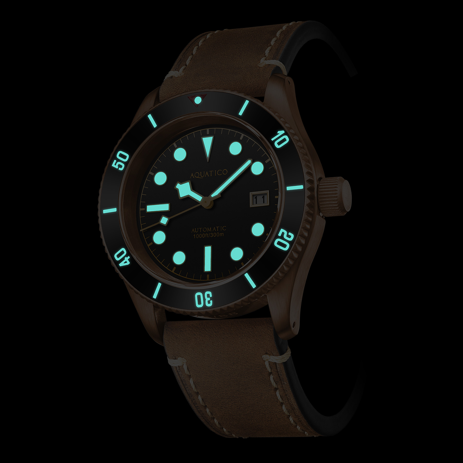 Aquatico Bronze Sea Star Automatic Men's Watch Bronze Case/Black Dial/Green Bezel Aquatico Bronze Sea Star Automatic Men's Watch Bronze Case/Black Dial/Green Bezel
