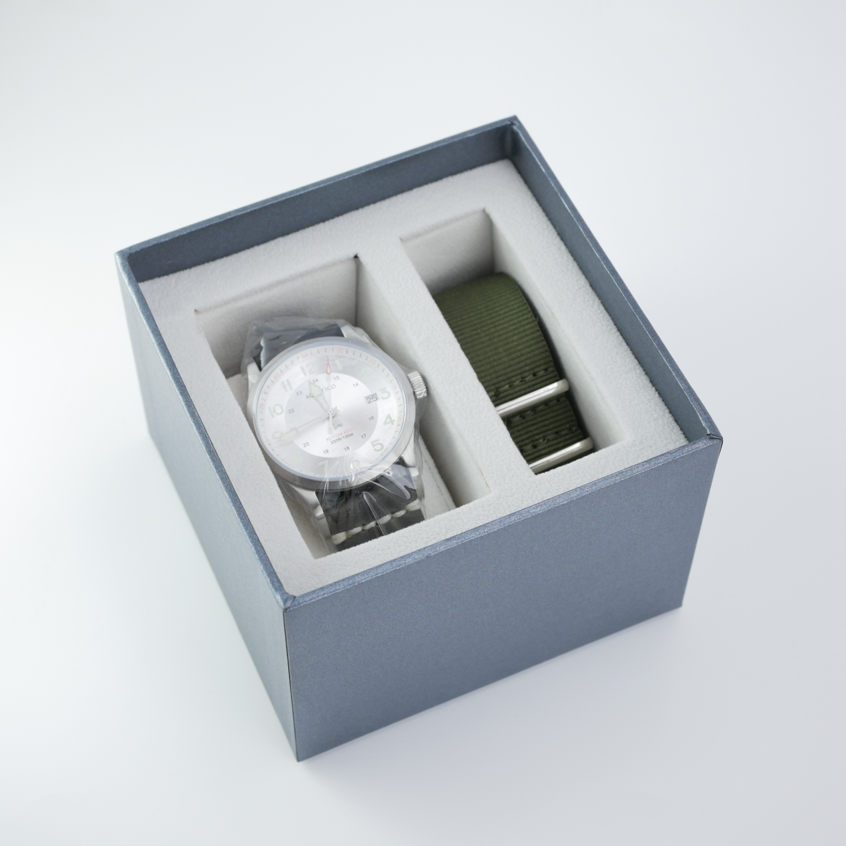 Aquatico Blue Angels Automatic Men's Watch Silver Dial / Black Strap