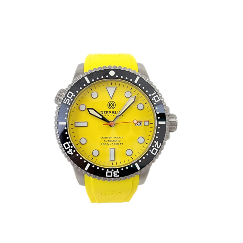 Deep Blue Master 1000 II 44mm Automatic Men's Diver Watch Black Ceramic Bezel Yellow Dial Silicone Strap Deep Blue Master 1000 II 44mm Automatic Men's Diver Watch Black Ceramic Bezel Yellow Dial Silicone Strap