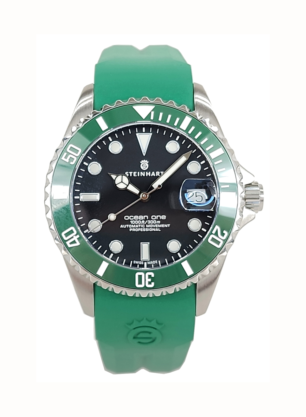 Steinhart Ocean 39 GREEN Ceramic Automatic Men's Diver Watch Silicone Strap Black Dial 103-1044 Steinhart Ocean 39 GREEN Ceramic Automatic Men's Diver Watch Silicone Strap Black Dial 103-1044