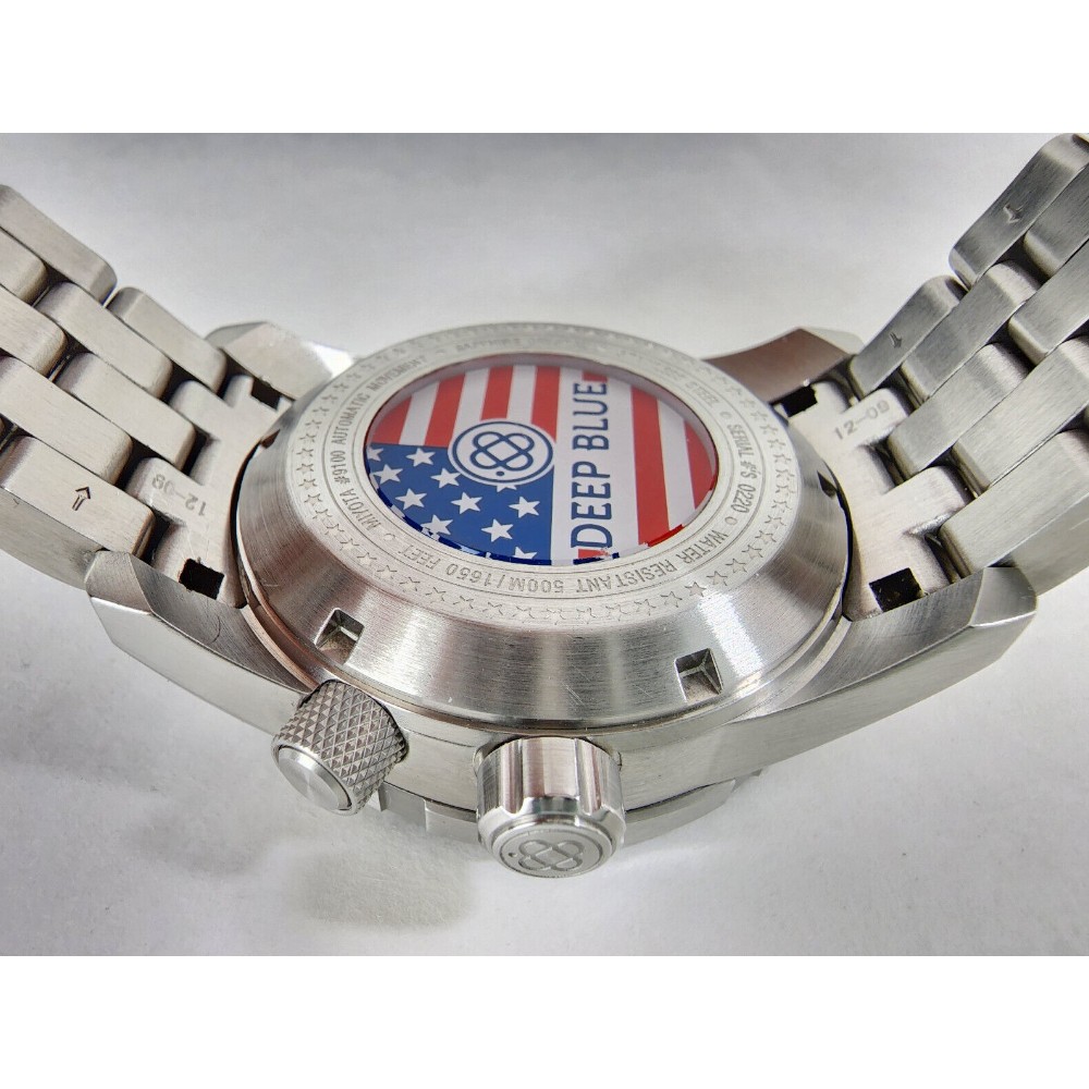 Deep Blue CalDiver 46mm USA 500 Auto Diver Watch with power reserve indicator