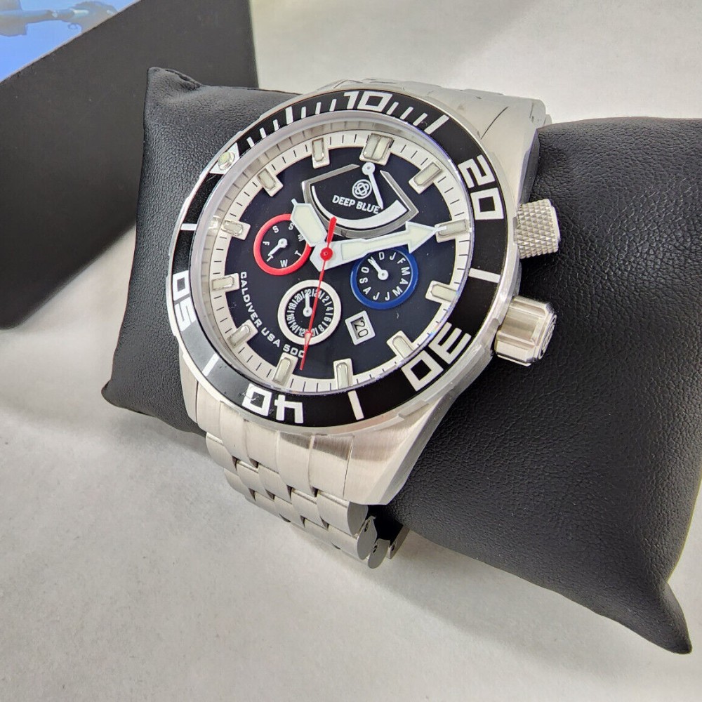 Deep Blue CalDiver 46mm USA 500 Auto Diver Watch with power reserve indicator