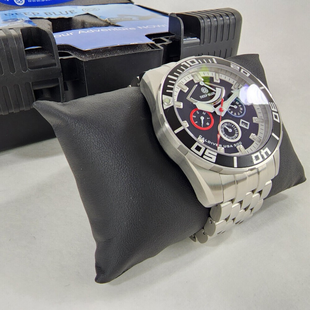 Deep Blue CalDiver 46mm USA 500 Auto Diver Watch with power reserve indicator
