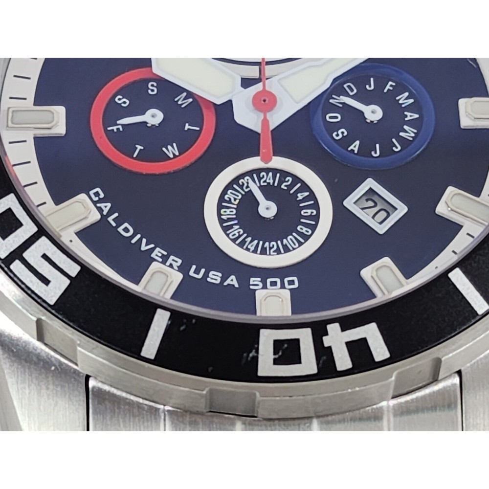 Deep Blue CalDiver 46mm USA 500 Auto Diver Watch with power reserve indicator