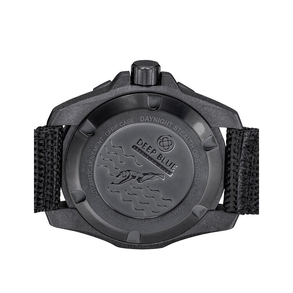 Deep Blue DayNight Stealth Ops Black Carbon Case Diver Automatic NH35 44mm Watch Deep Blue DayNight Stealth Ops Black Carbon Case Diver Automatic NH35 44mm Watch