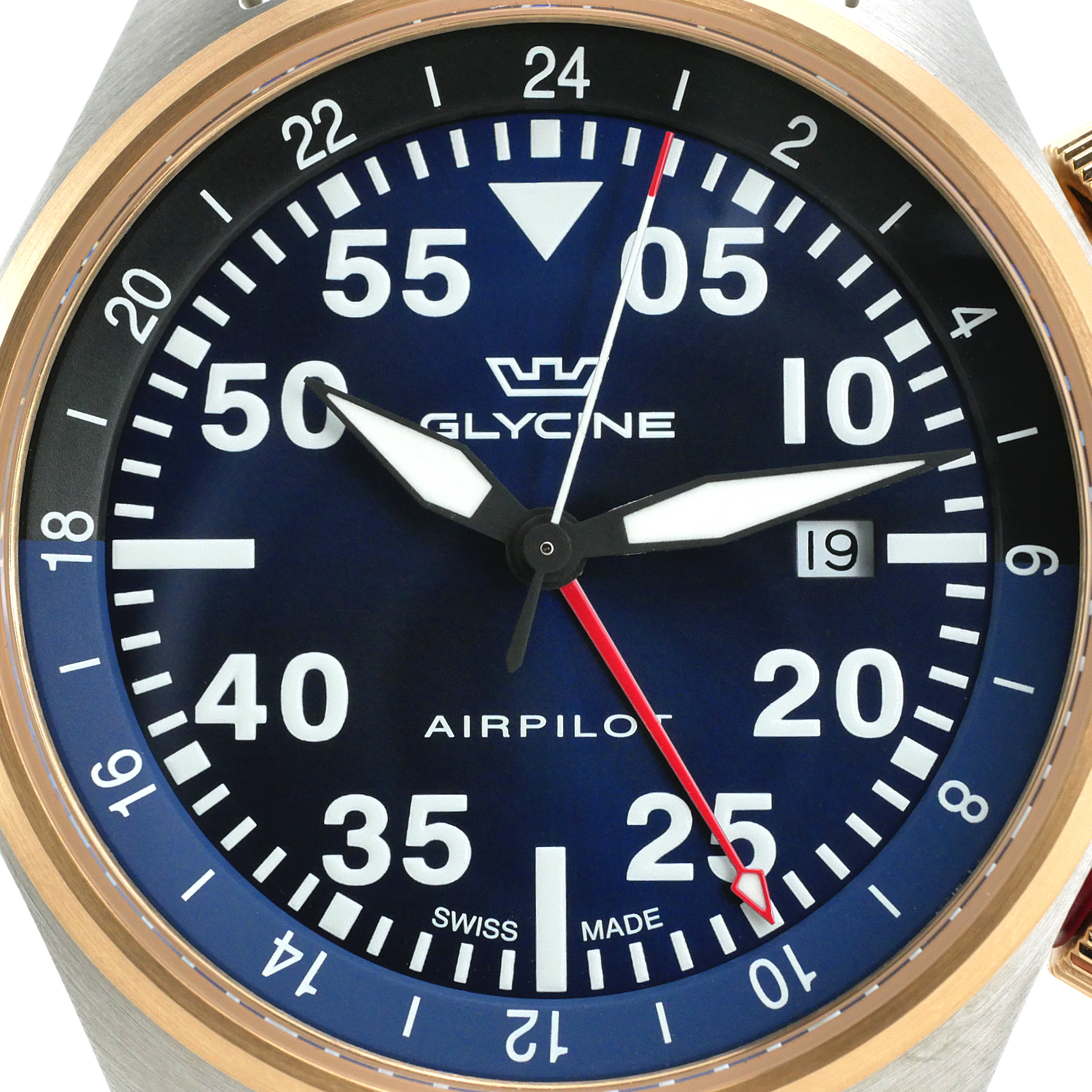 Glycine Airpilot GMT Swiss Men's Watch Blue Dial / Leather Strap GL0352 Glycine Airpilot GMT Swiss Men's Watch Blue Dial / Leather Strap GL0352