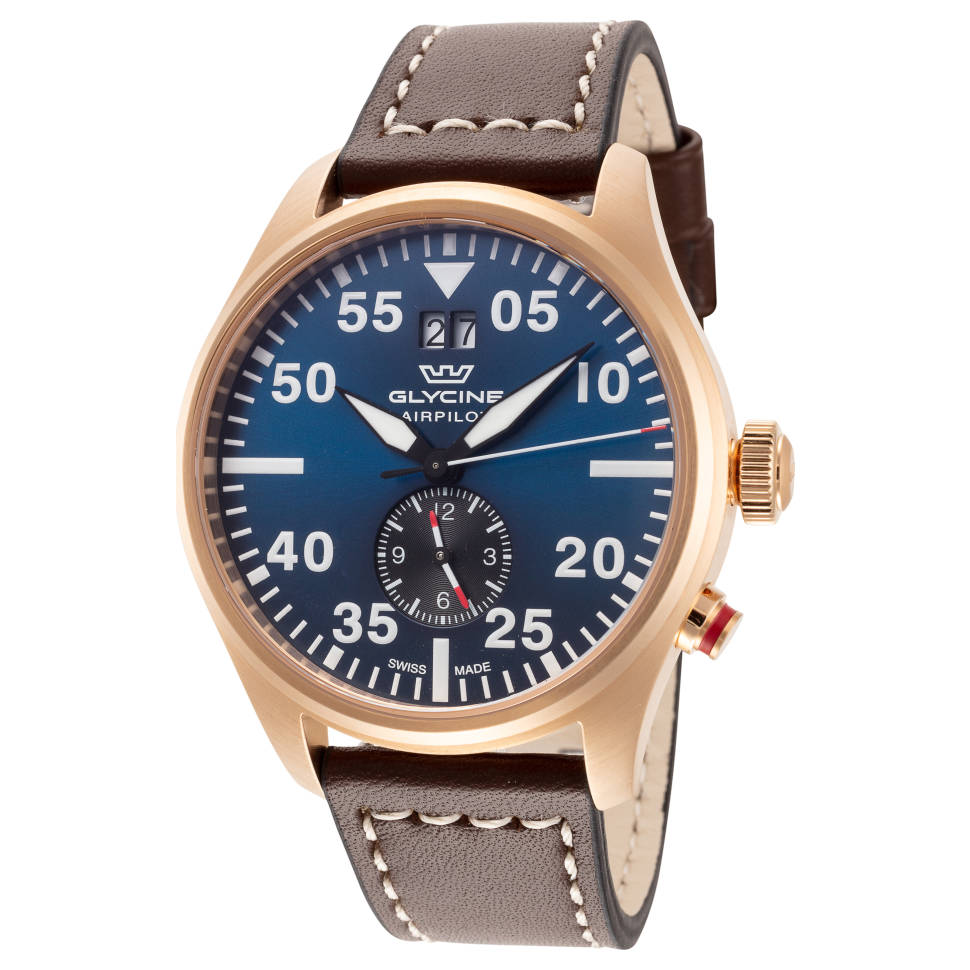 Glycine Airpilot Dual Time Chronograph Swiss Men's Watch Blue Dial / Leather strap GL0369 Glycine Airpilot Dual Time Chronograph Swiss Men's Watch Blue Dial / Leather strap GL0369