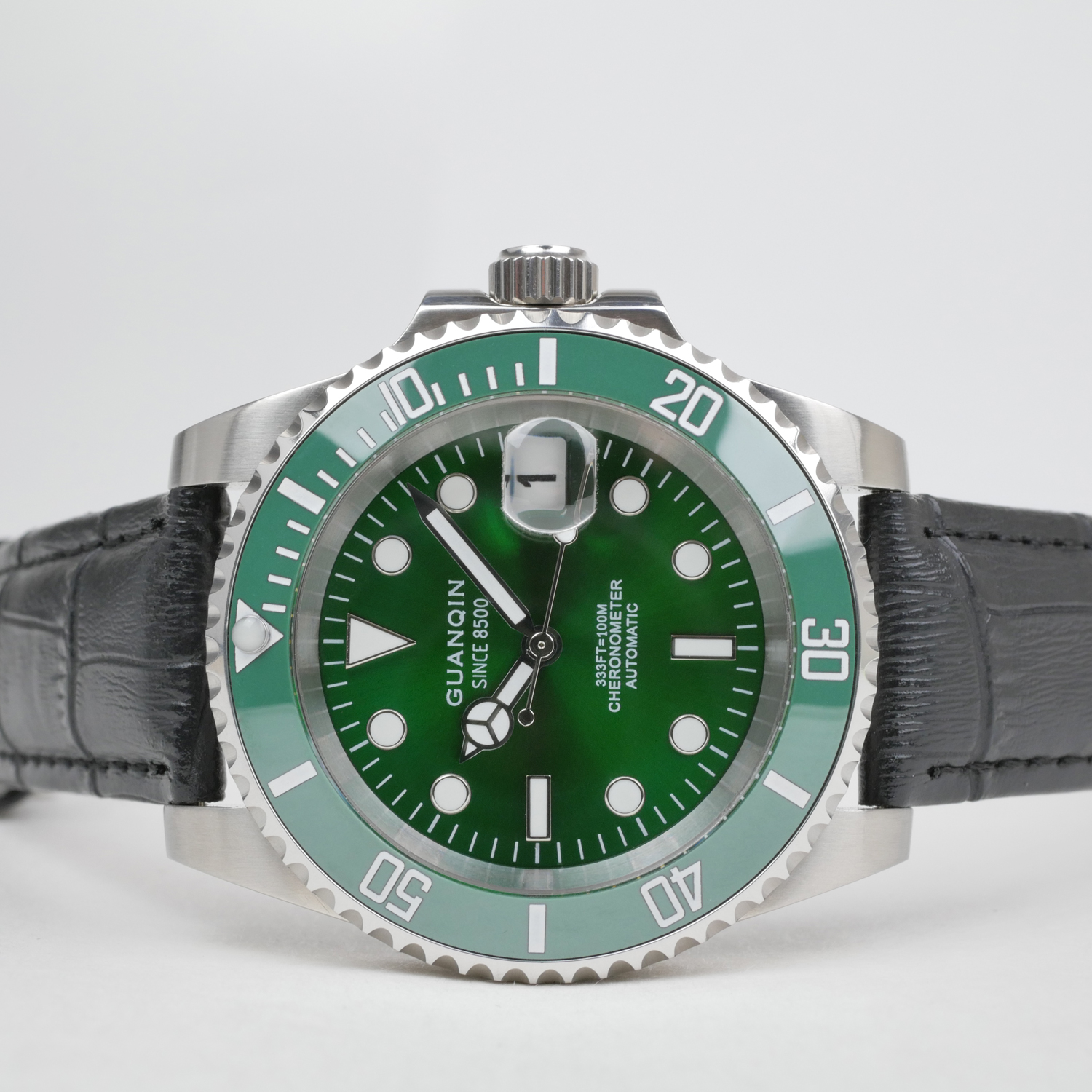 Guanqin Automatic Men's Watch Black Leather Strap / Green Dial GJ16133 Guanqin Automatic Men's Watch Black Leather Strap / Green Dial GJ16133