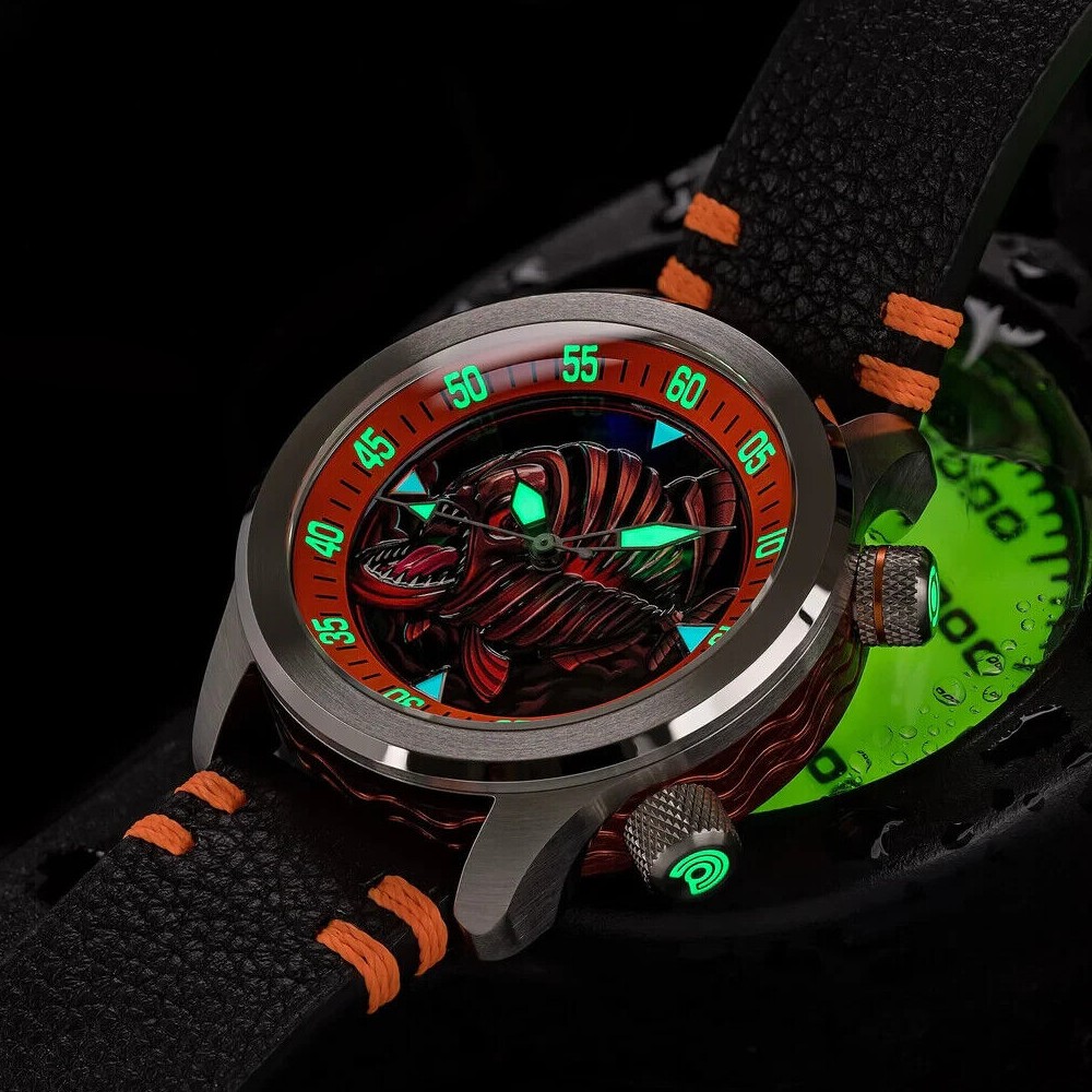 Ocean Crawler Orange Piranha Limited Men's Diver Watch 43mm Swiss Sellita