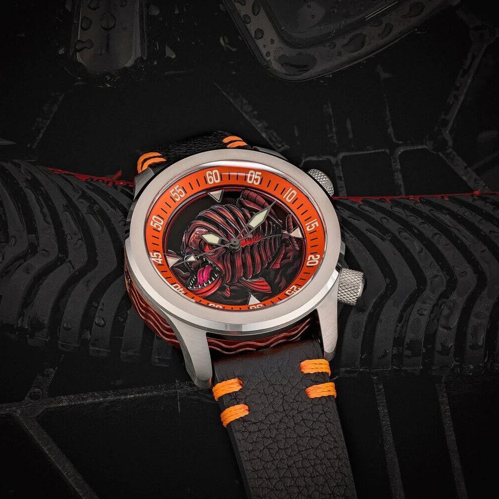 Ocean Crawler Orange Piranha Limited Men's Diver Watch 43mm Swiss Sellita