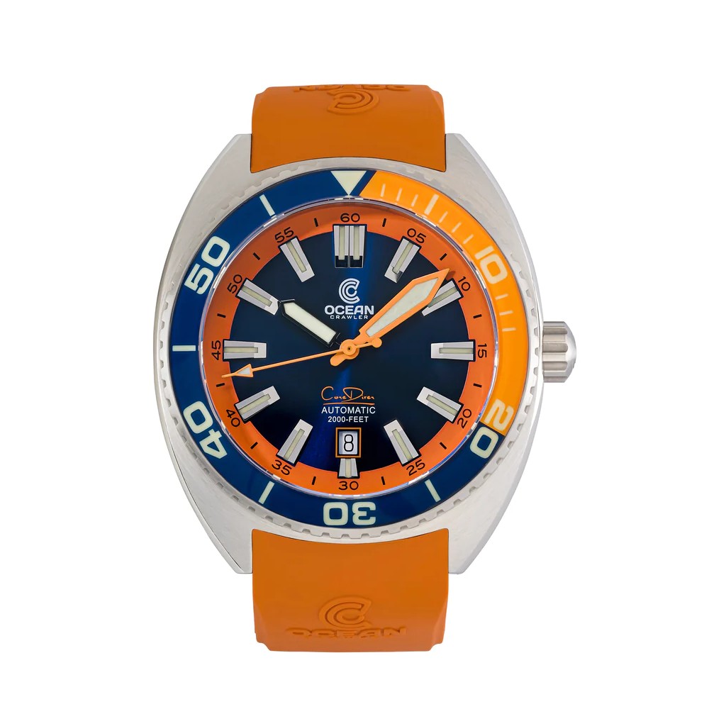 Ocean Crawler Core Diver 2024 Blue/Orange 44mm Automatic Men Watch Swiss SW200-1
