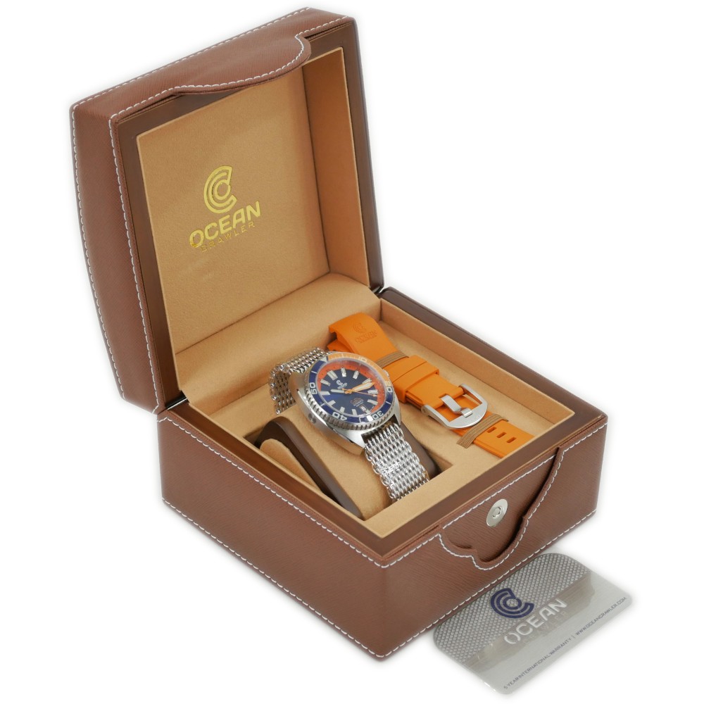 Ocean Crawler Core Diver 2024 Blue/Orange 44mm Automatic Men Watch Swiss SW200-1