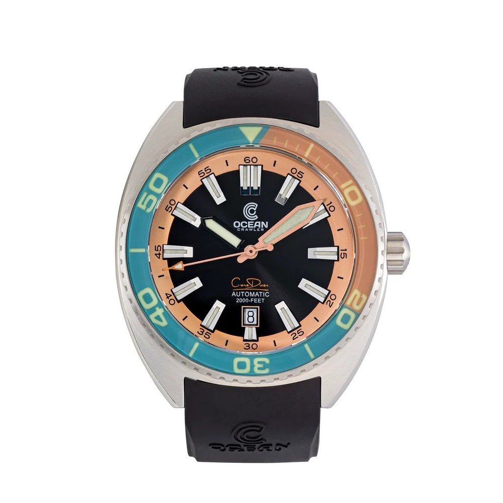 Ocean Crawler Core Diver 2024 Aqua/Salmon 44mm Automatic Men Watch Swiss SW200-1