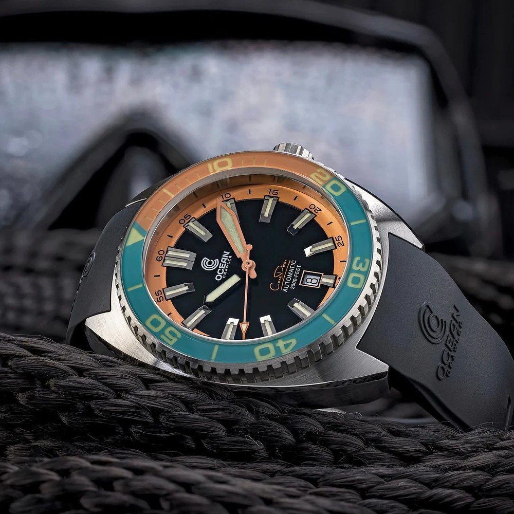 Ocean Crawler Core Diver 2024 Aqua/Salmon 44mm Automatic Men Watch Swiss SW200-1