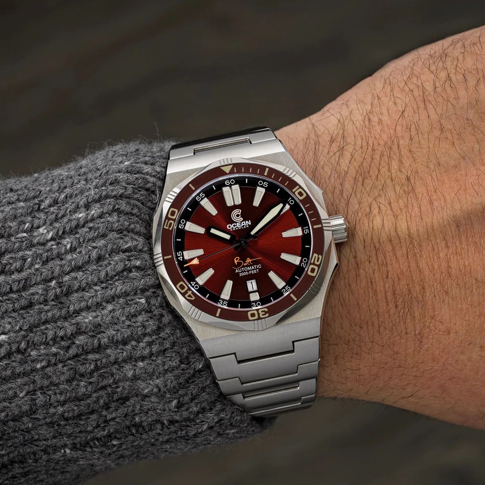 Ocean Crawler Bolt - Red 42mm Automatic Men Watch Swiss Sellita WR600m SW200-1