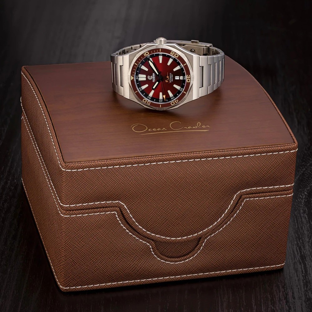 Ocean Crawler Bolt - Red 42mm Automatic Men Watch Swiss Sellita WR600m SW200-1