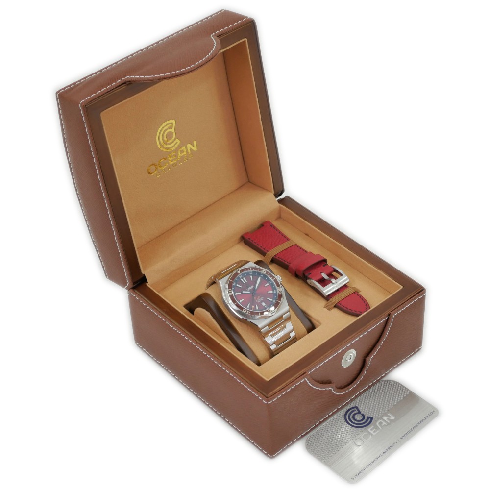 Ocean Crawler Bolt - Red 42mm Automatic Men Watch Swiss Sellita WR600m SW200-1