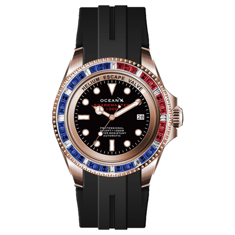 OceanX Sharkmaster 1000 Automatic Men's Diver Watch 44mm Black Dial SMS1003 OceanX Sharkmaster 1000 Automatic Men's Diver Watch 44mm Black Dial SMS1003