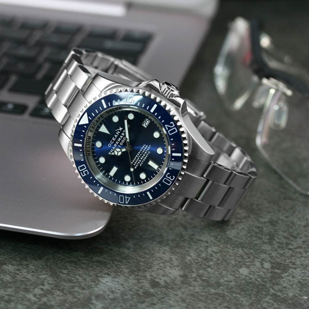 OceanX Sharkmaster 1000 Automatic Men's Diver Watch 44mm Blue Dial SMS1014 OceanX Sharkmaster 1000 Automatic Men's Diver Watch 44mm Blue Dial SMS1014