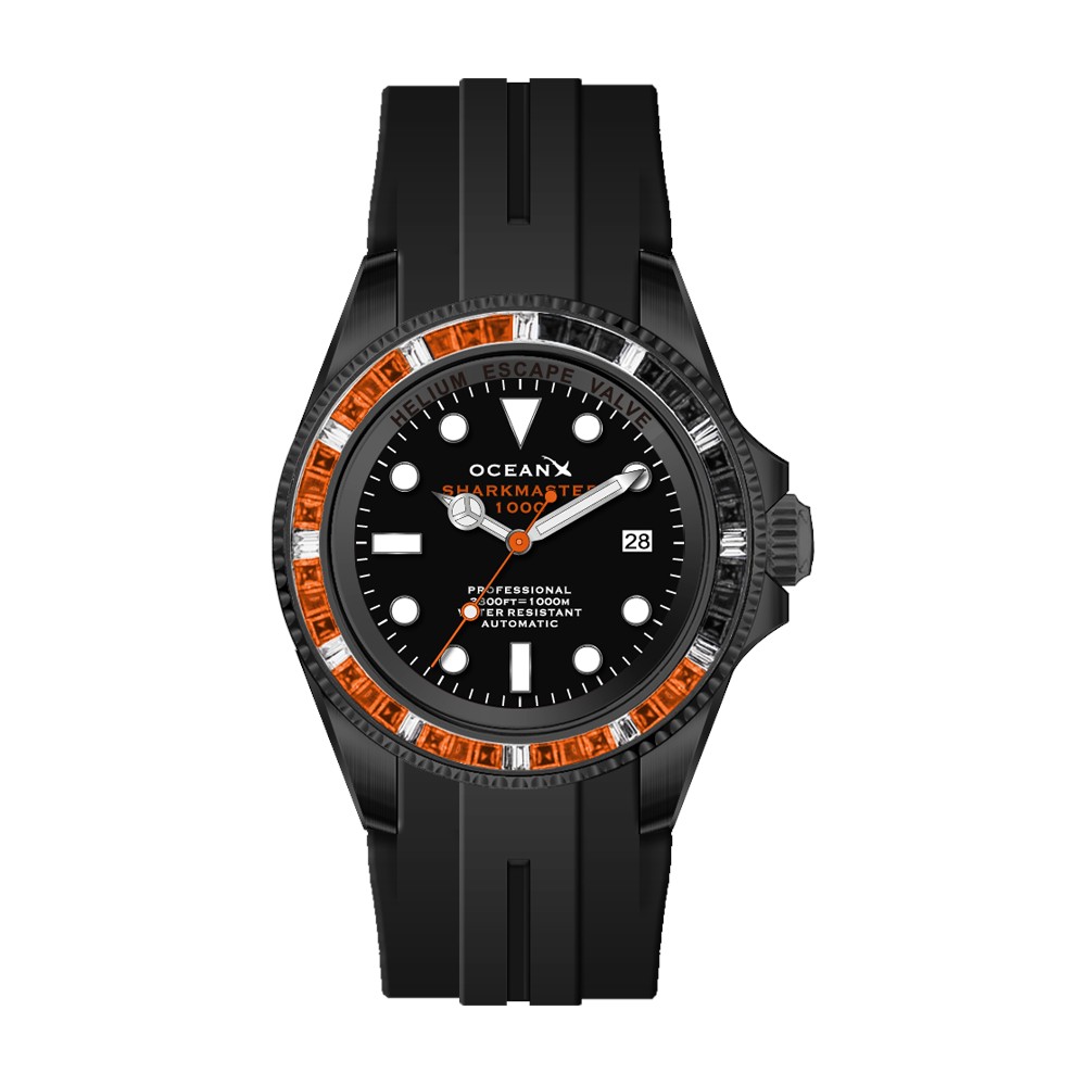 OceanX Sharkmaster 1000 Volcano 44mm Men's Diver Watch Black Limited Edition SMS1033 OceanX Sharkmaster 1000 Volcano 44mm Men's Diver Watch Black Limited Edition SMS1033