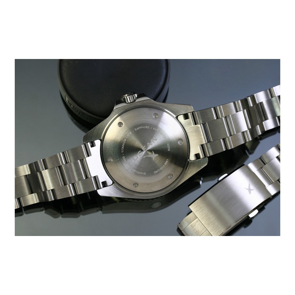 OceanX Sharkmaster1000 Titanium 44mm Auto Seiko NH35 WR1000 Bezel Black SMTi1012