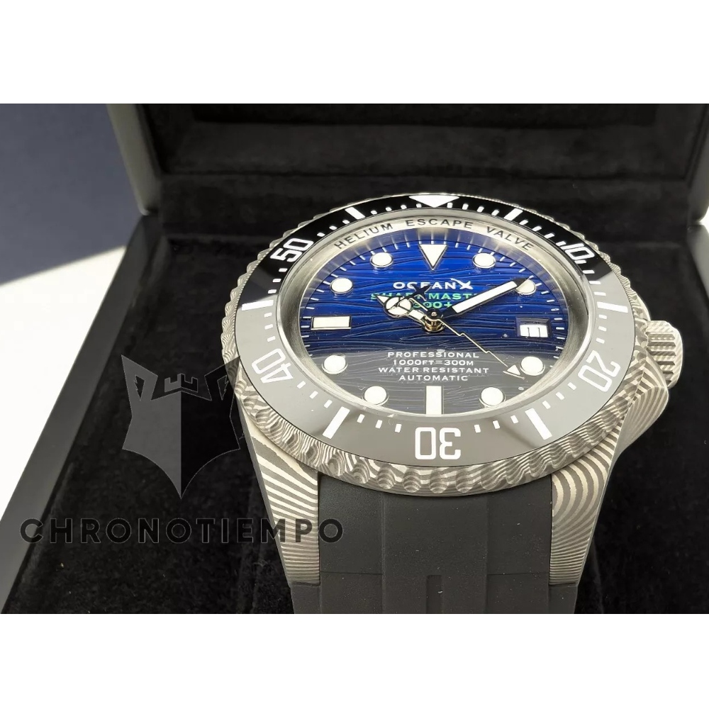 OceanX Sharkmaster 300+ Damascus Steel SMS324 Limited Edition 44mm Watch SW200