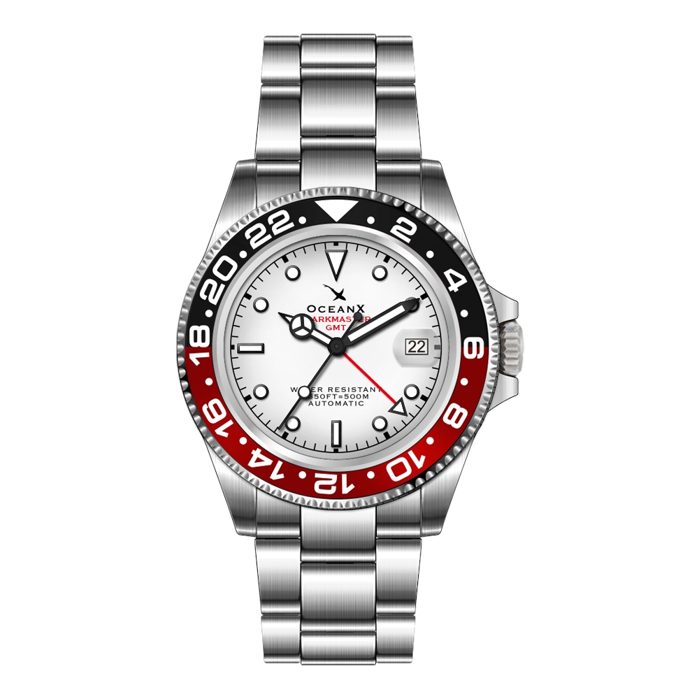 OceanX Sharkmaster GMT Automatic Men's Diver Watch 42mm White Dial SMS-GMT-562 OceanX Sharkmaster GMT Automatic Men's Diver Watch 42mm White Dial SMS-GMT-562