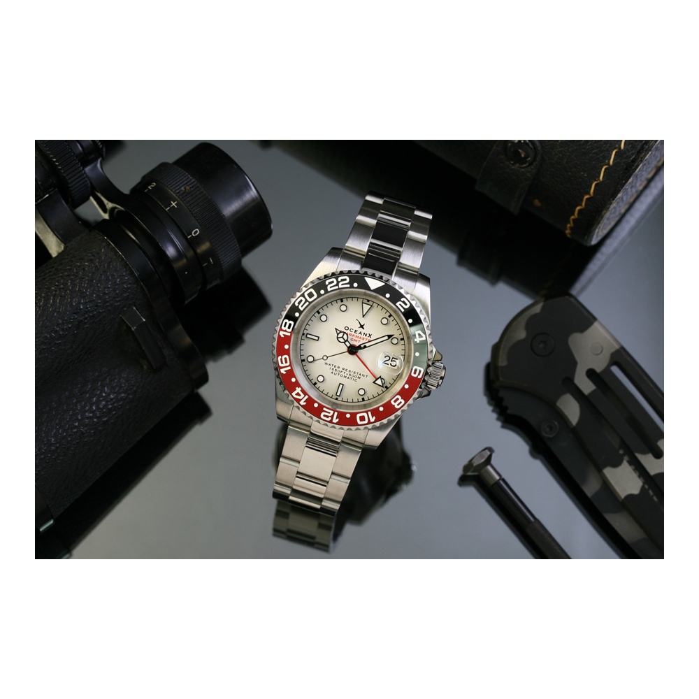 OceanX Sharkmaster GMT Automatic Men's Diver Watch 42mm White Dial SMS-GMT-562 OceanX Sharkmaster GMT Automatic Men's Diver Watch 42mm White Dial SMS-GMT-562