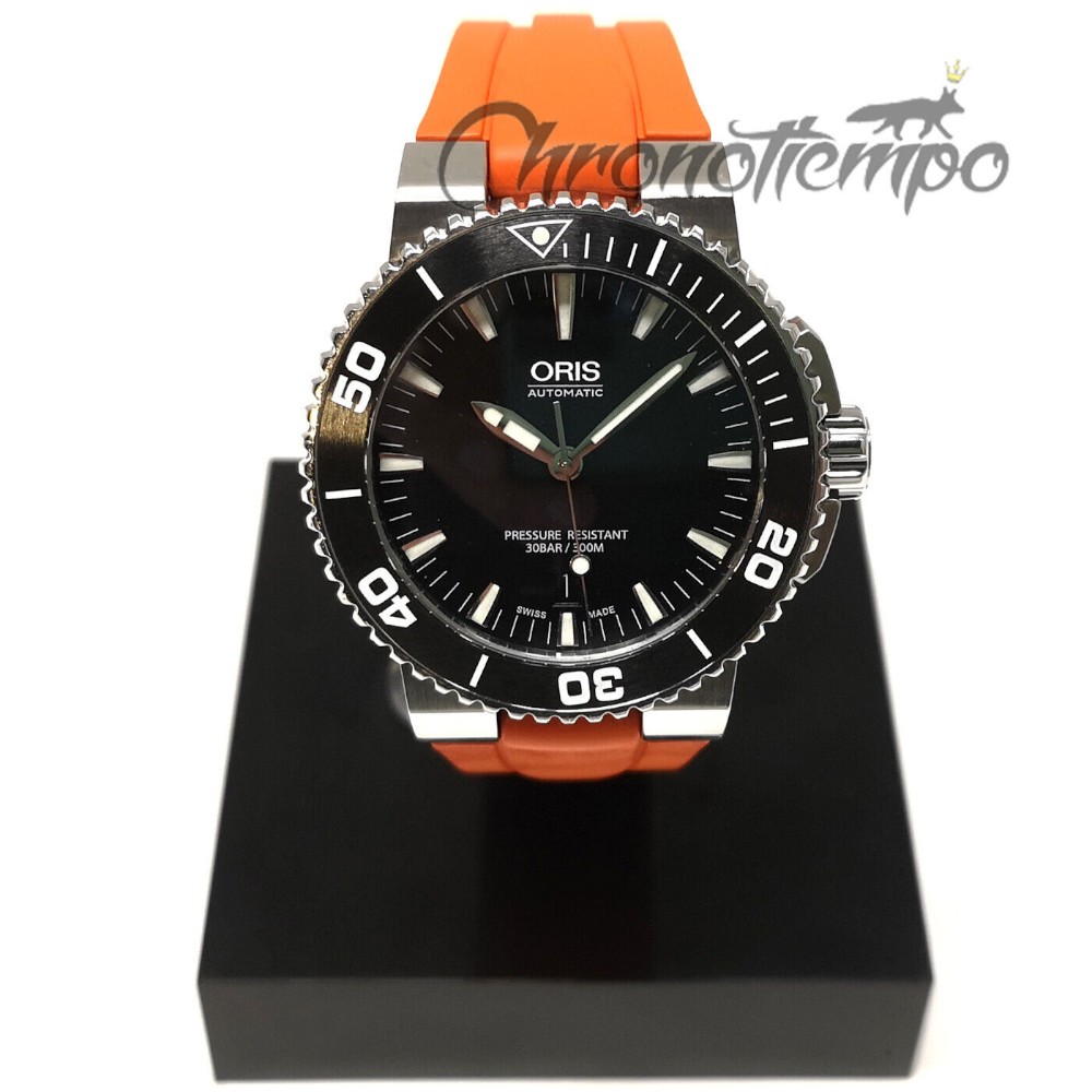 Chronotiempo Orange Silicone Watch Band Strap Oris Aquis 7653 24mm 12mm Lug End