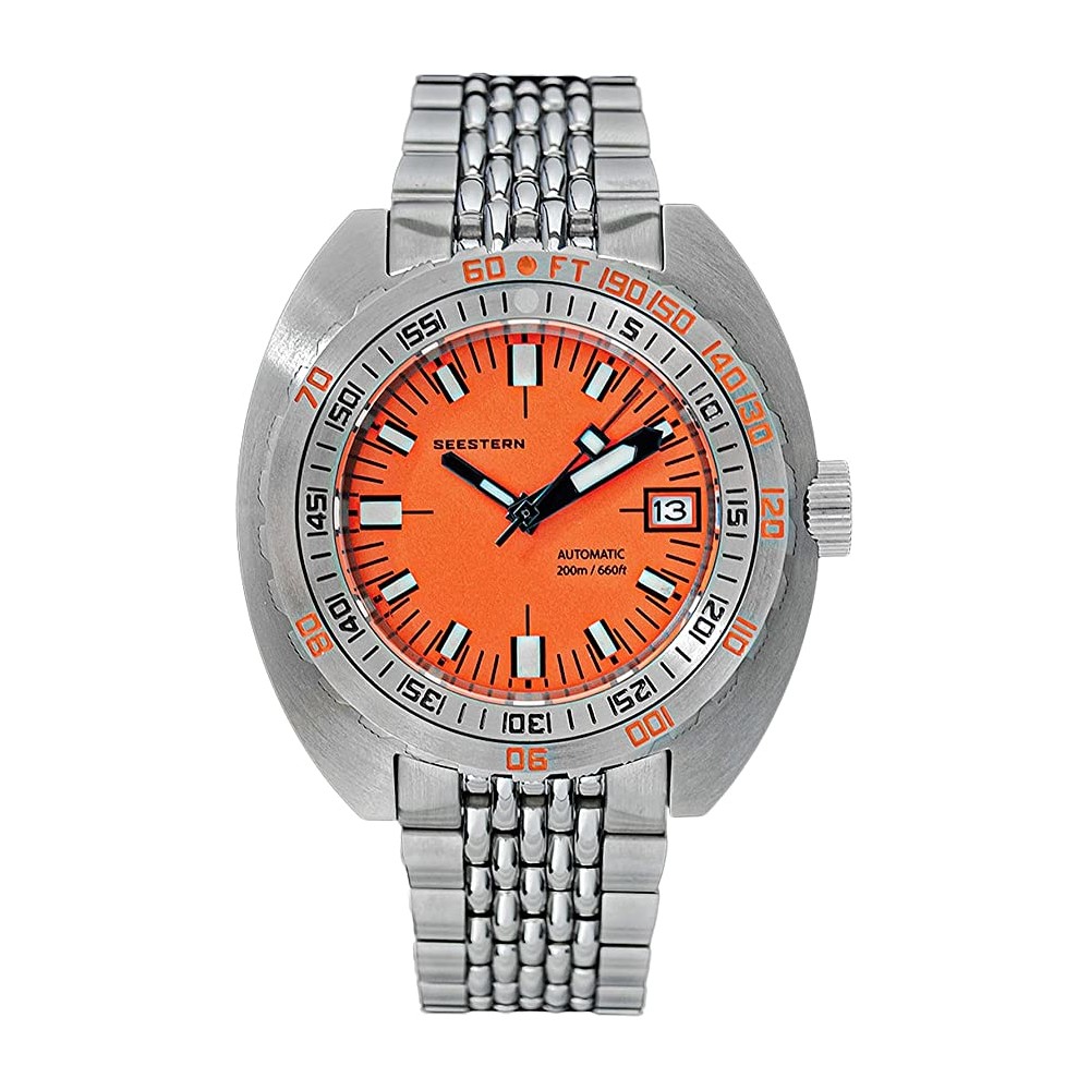 Seestern Vintage SUB 300 Orange 42mm 200m Automatic Men Diver Sport Watch