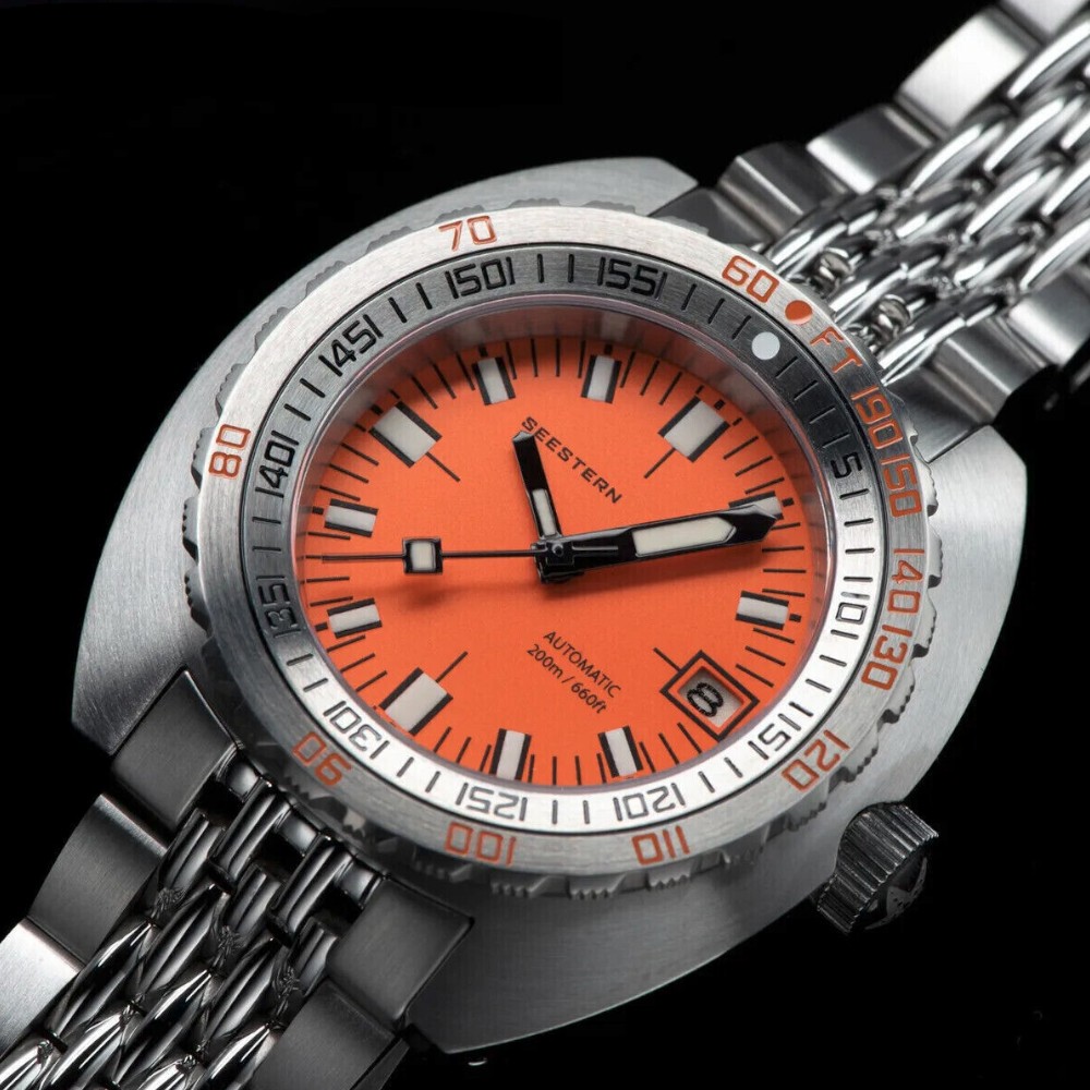 Seestern Vintage SUB 300 Orange 42mm 200m Automatic Men Diver Sport Watch