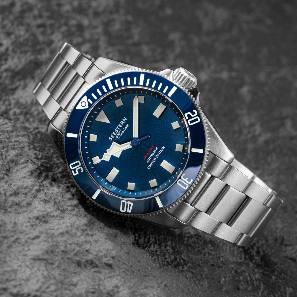 Seestern S430 Titanium Blue Professional Diver Mens Seiko NH38 Automatic Watch