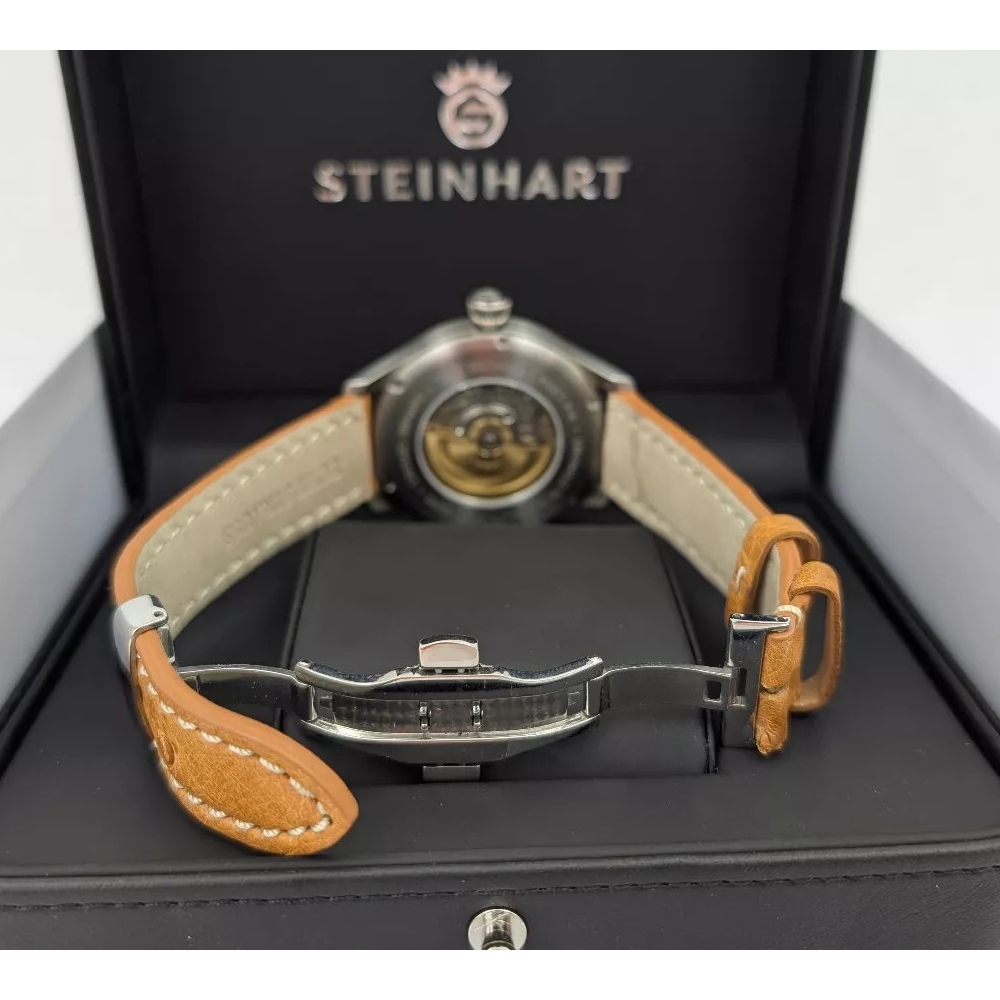 Steinhart Marine Moon Phase Silver Swiss 42mm Luxury Dress Watch 105-1220