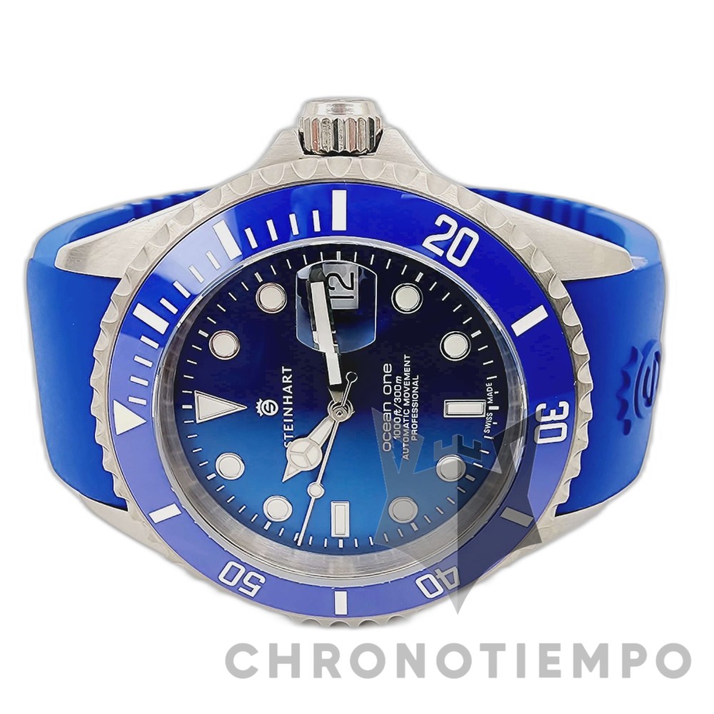 Steinhart OCEAN ONE Premium 42 Blue 106-0458 Automatic Diver Watch Rubber Strap