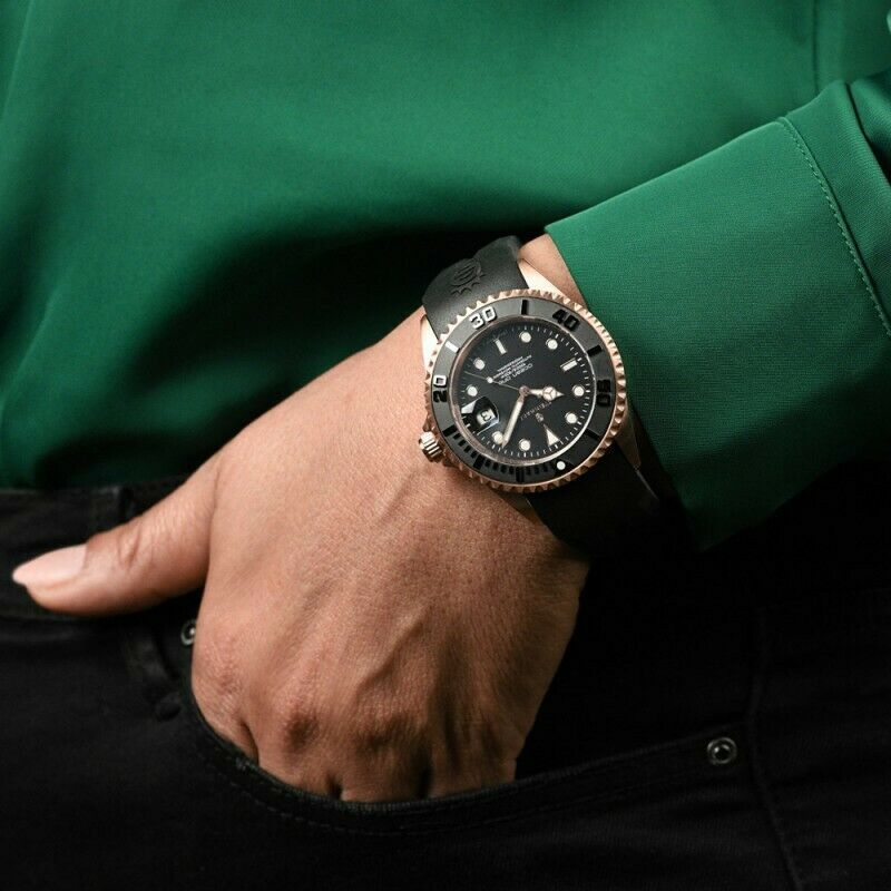 Steinhart Ocean One PINK GOLD Ceramic Bezel Automatic Swiss Dive Watch 103-0893