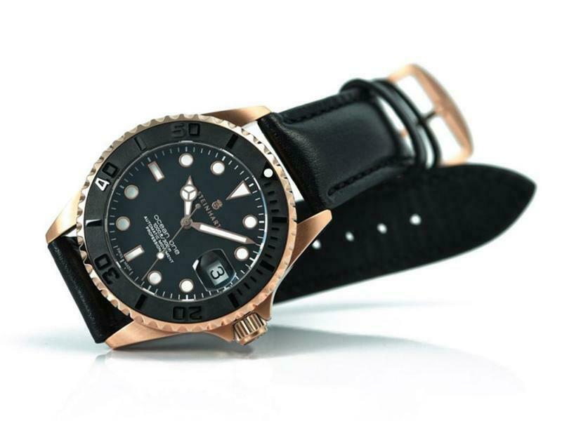Steinhart Ocean One PINK GOLD Ceramic Bezel Automatic Swiss Dive Watch 103-0746 Black Leather Strap Steinhart Ocean One PINK GOLD Ceramic Bezel Automatic Swiss Dive Watch 103-0746 Black Leather Strap