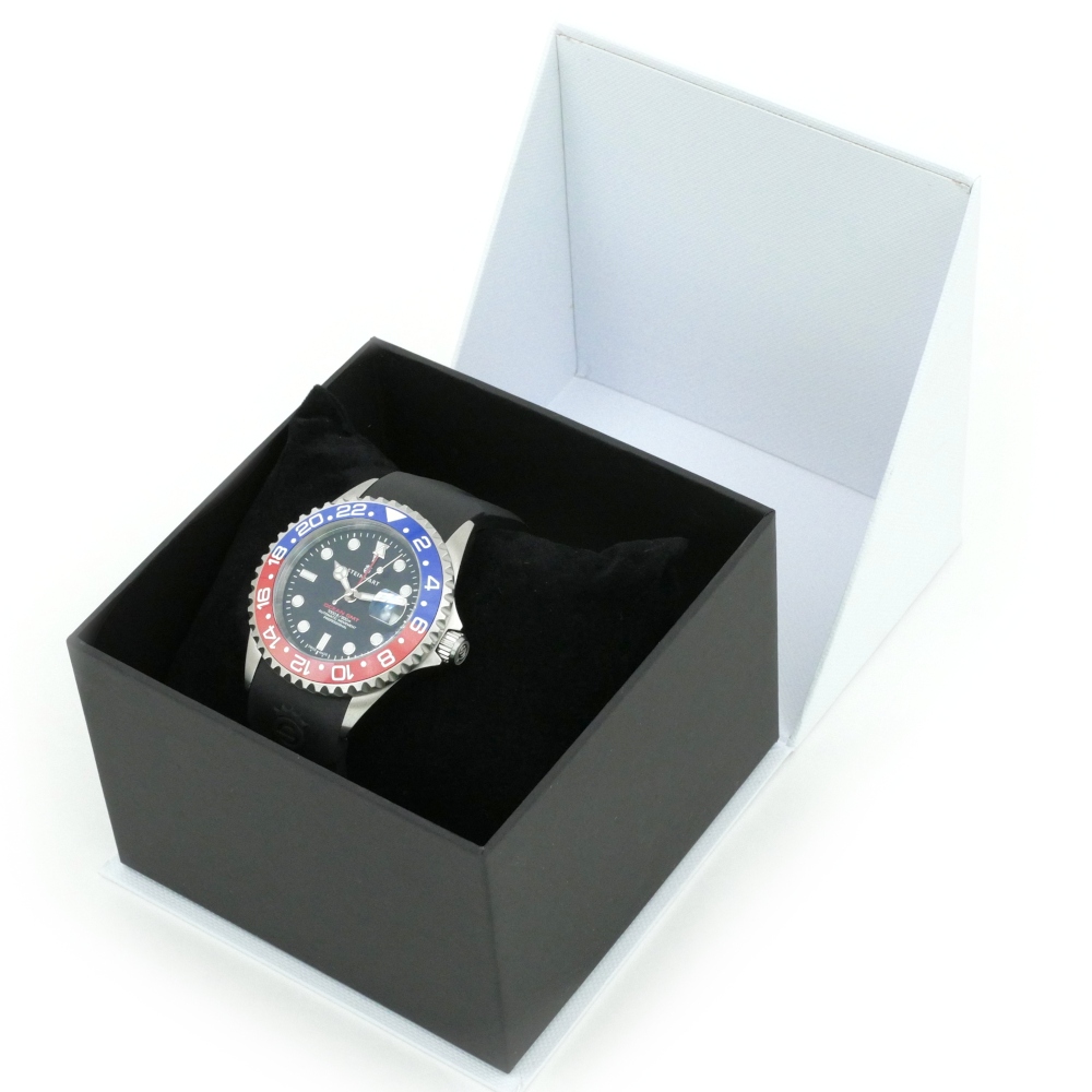 Steinhart Ocean One GMT BLUE-RED. 2 Ceramic Men's Diver Watch Silicone 103-1100