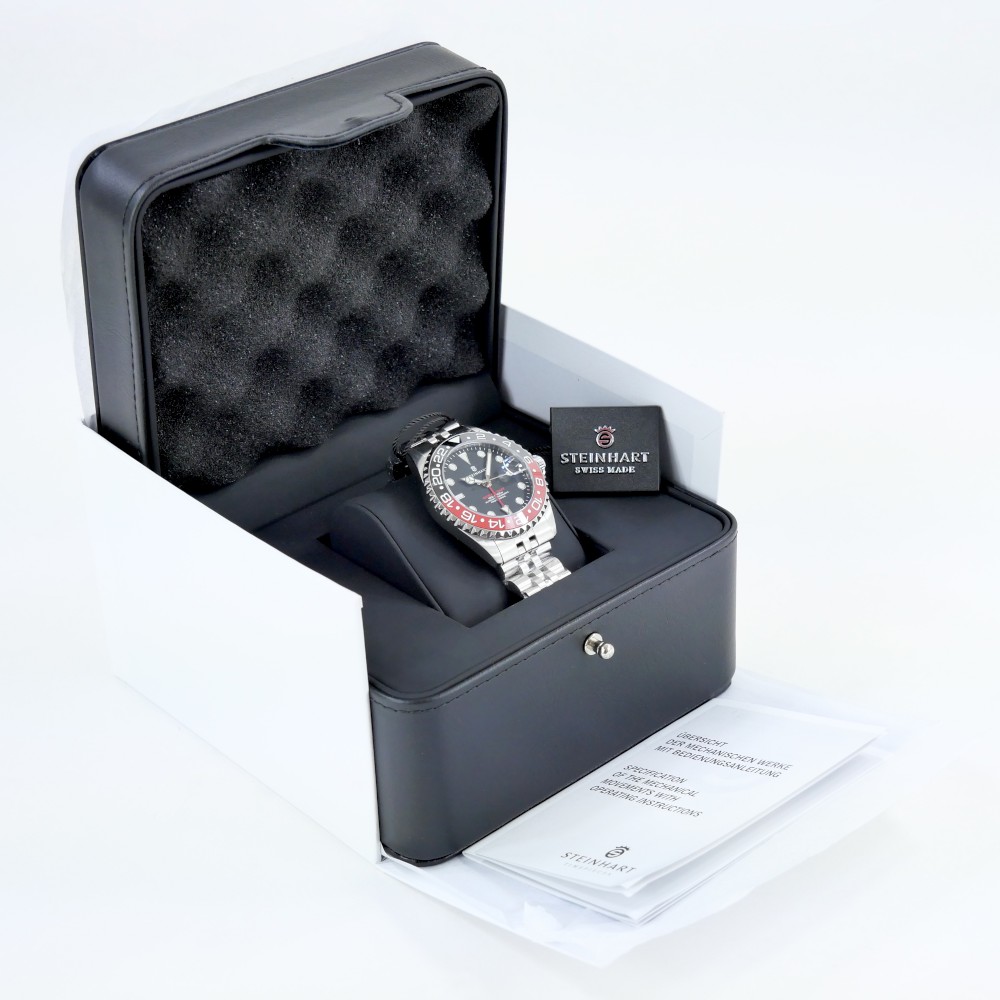 Steinhart Ocean 39 GMT.2 BLACK-RED Ceramic Diver Watch Men's WR300 103-1154