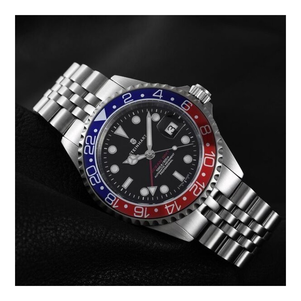Steinhart Ocean One GMT BLUE-RED.2 Diver Watch Men 42mm Automatic Pepsi 103-0857