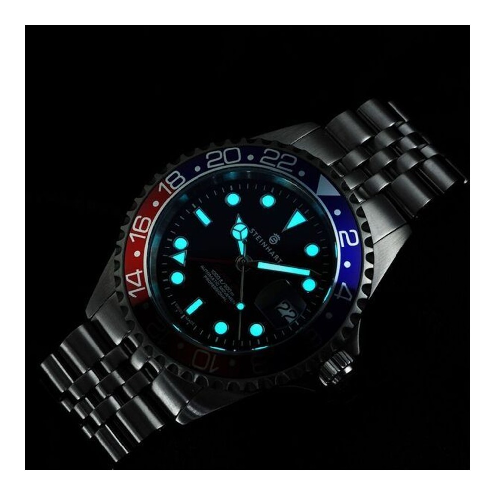 Steinhart Ocean One GMT BLUE-RED.2 Diver Watch Men 42mm Automatic Pepsi 103-0857
