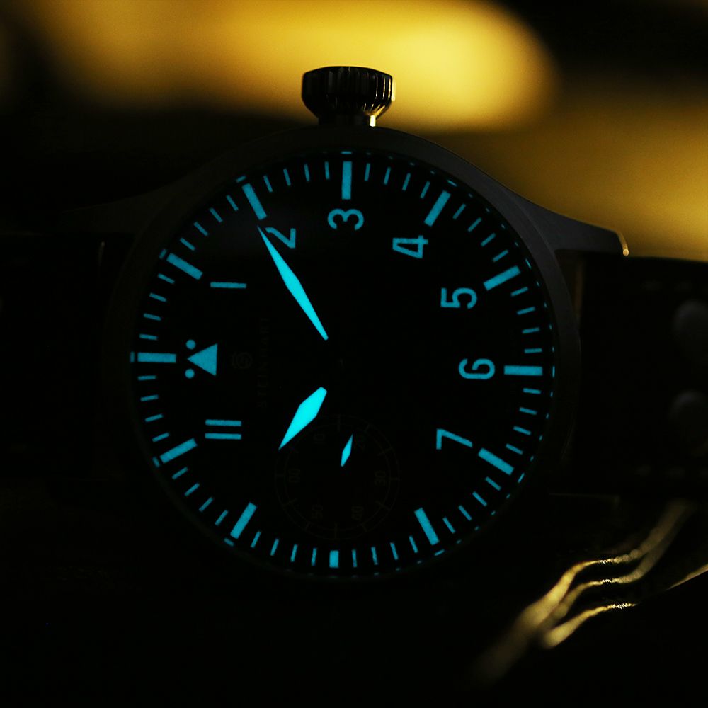 Steinhart Nav B-Uhr 44 Handaufzug SS Pilot Watch Handwind Dial Black 107-0306