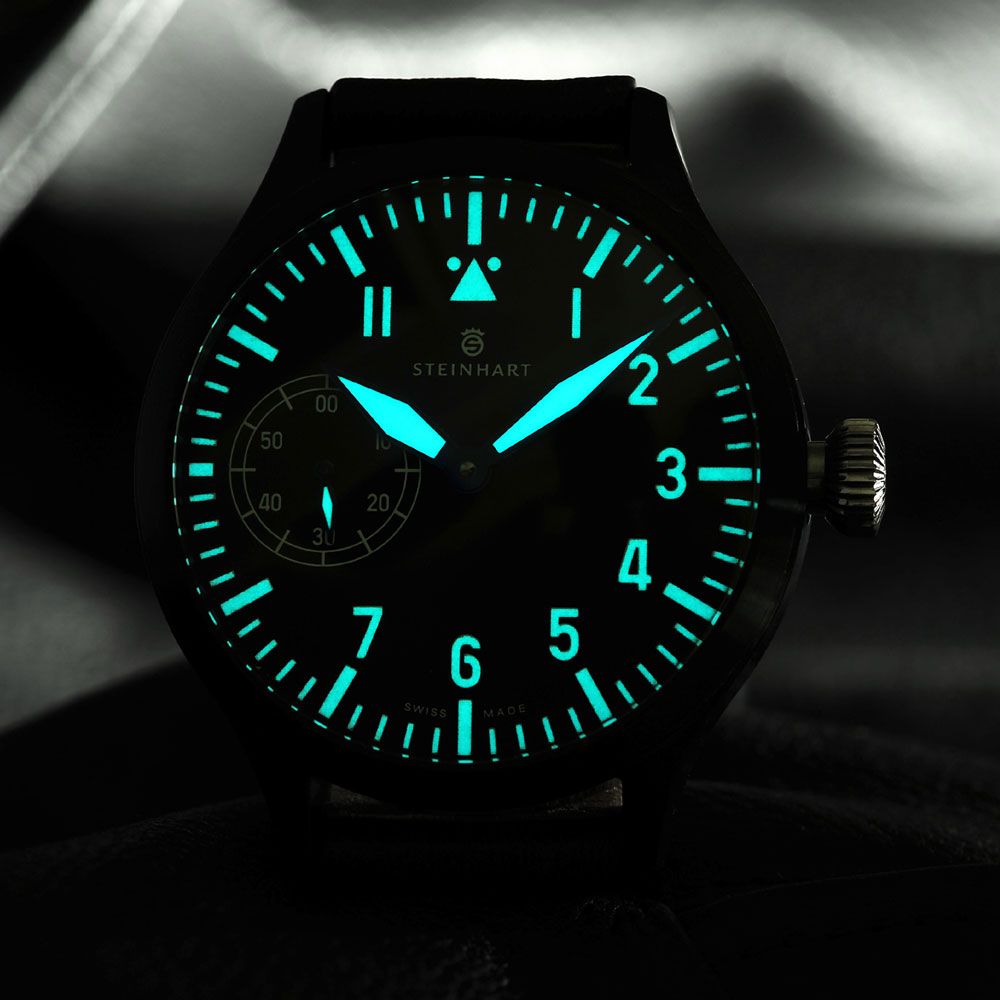 Steinhart Nav B-Uhr 47mm Handwinding Black Men Watch ETA Unitas 6497-1 107-0371