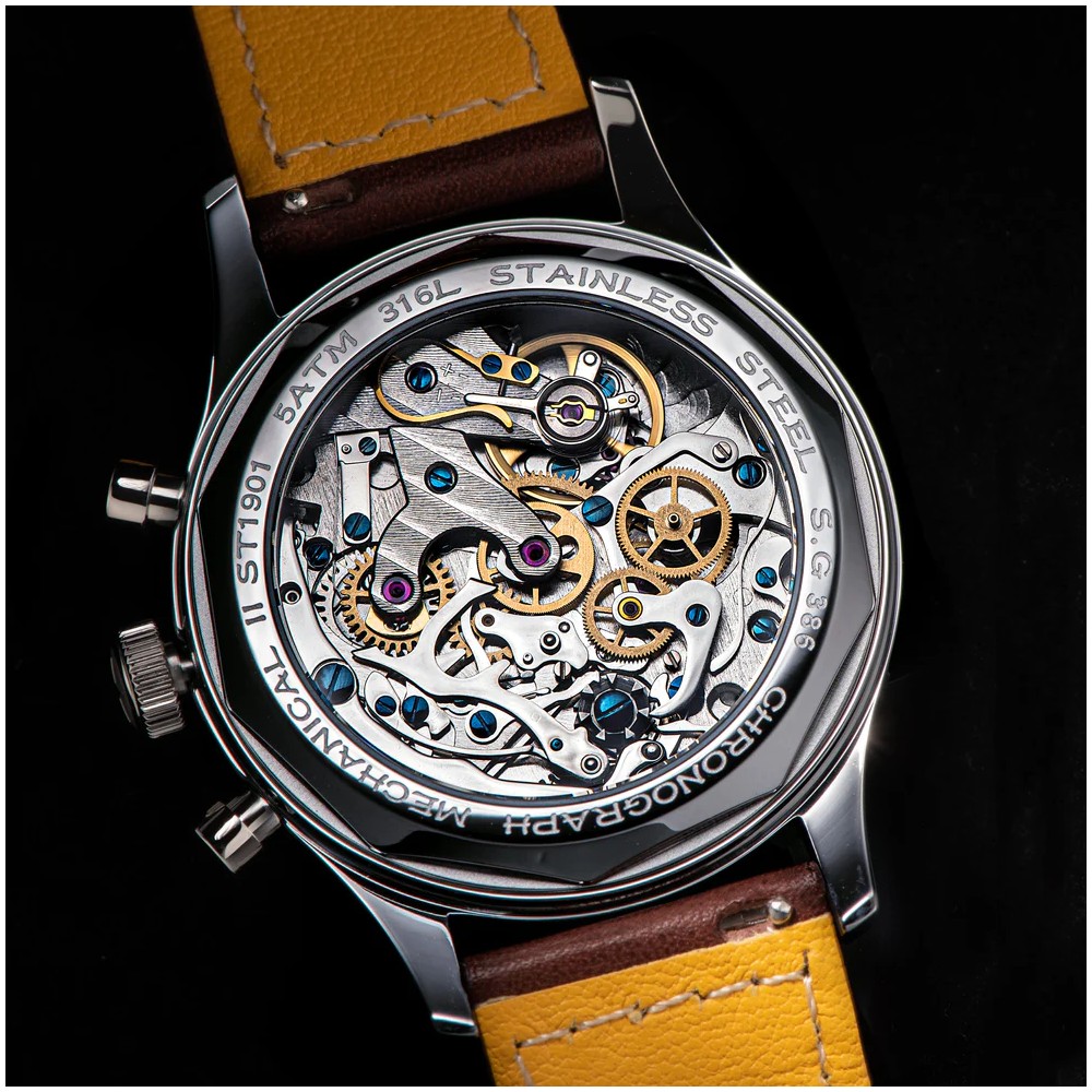 Sugess Chrono Heritage S387.01.Mens Chronograph Watch Teal Blue Panda