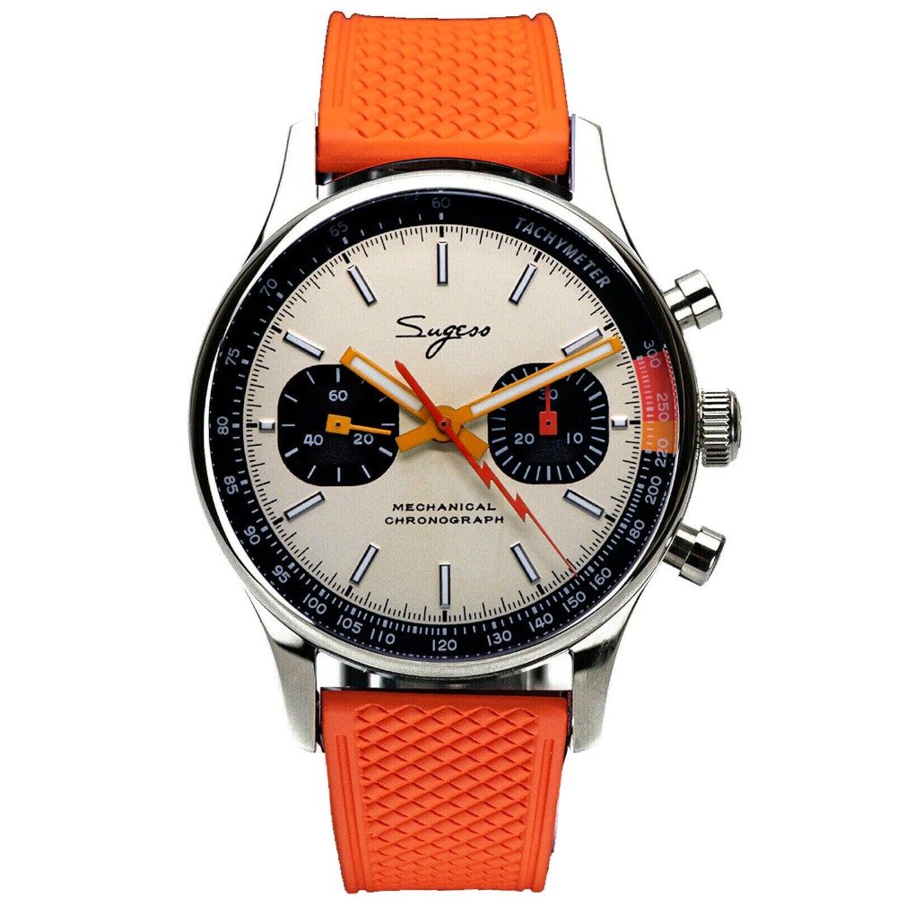 Sugess Chrono Heritage S387.01.Mens 40mm Chronograph Watch Cream Panda