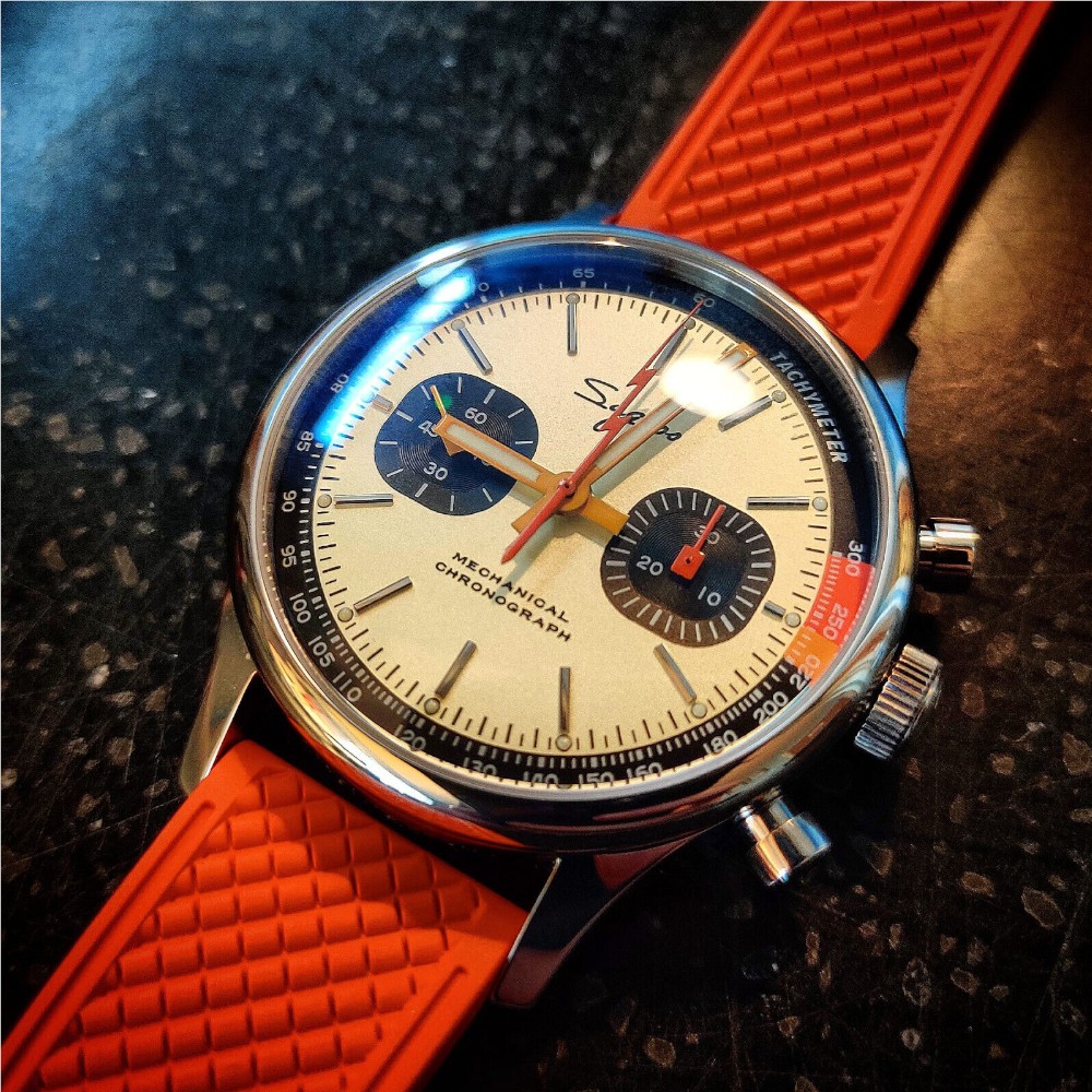 Sugess Chrono Heritage S387.01.Mens 40mm Chronograph Watch Cream Panda