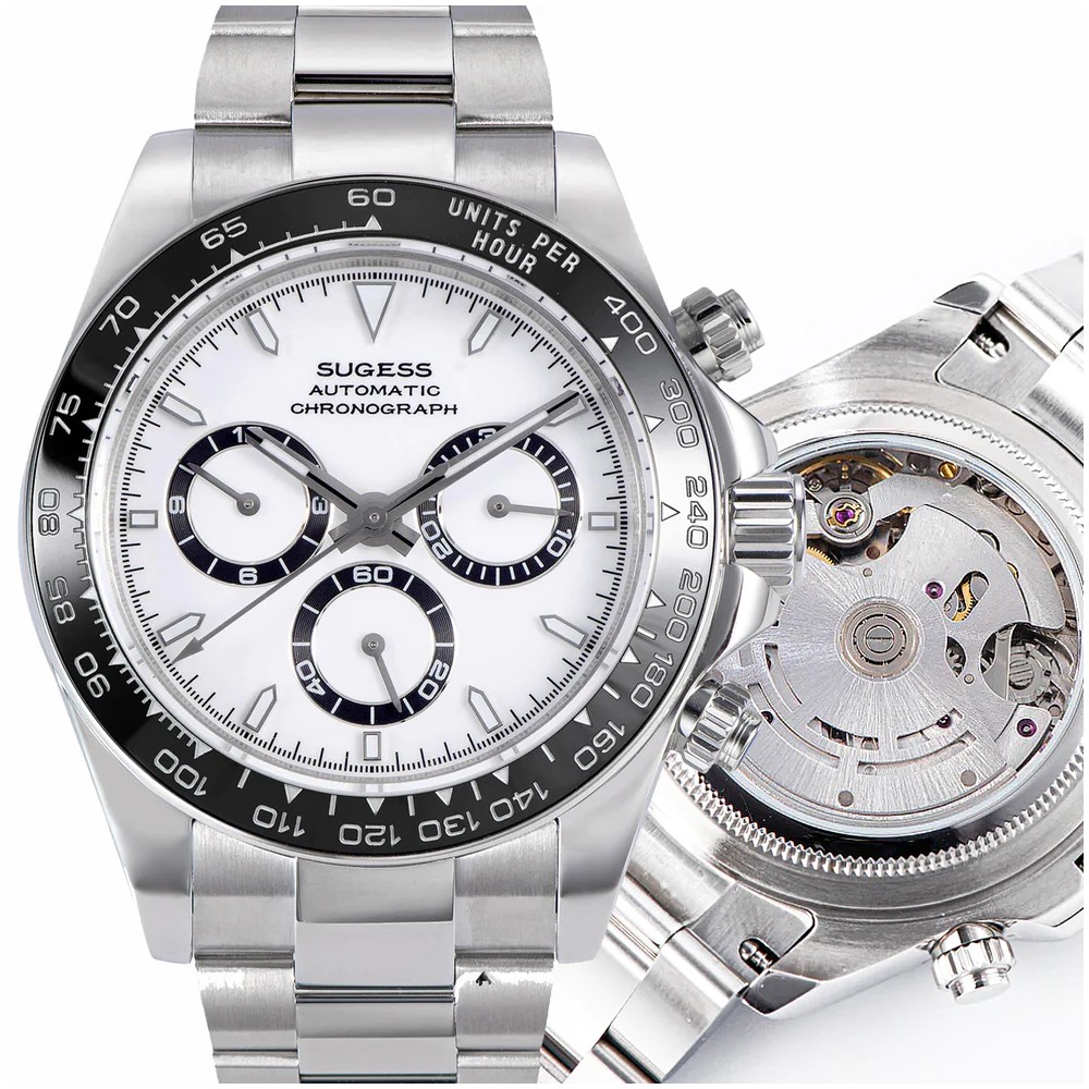 Sugess Chrono Racing 39mm Auto WR 5 ATM Men Watch Oyster S418-2.002.S