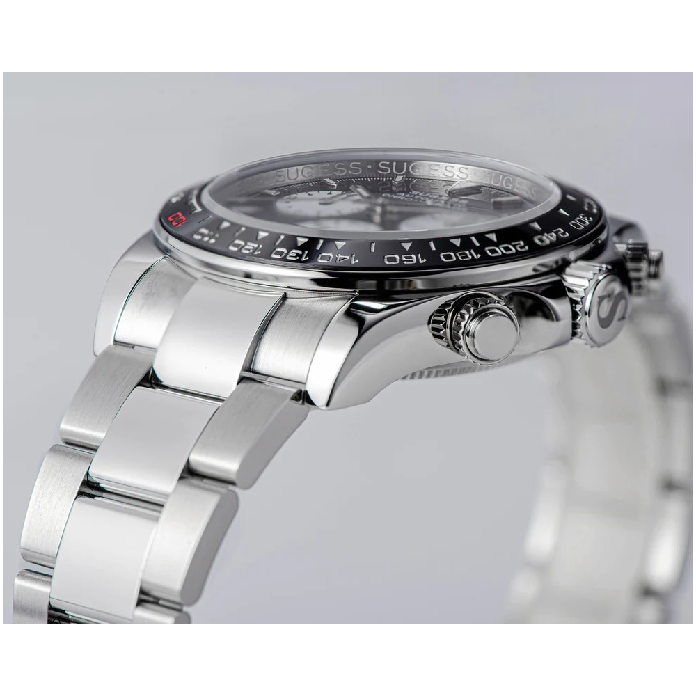 Sugess Chrono Racing 39mm Auto WR 5 ATM Men Watch Panda Red 100 S418-2.003.S