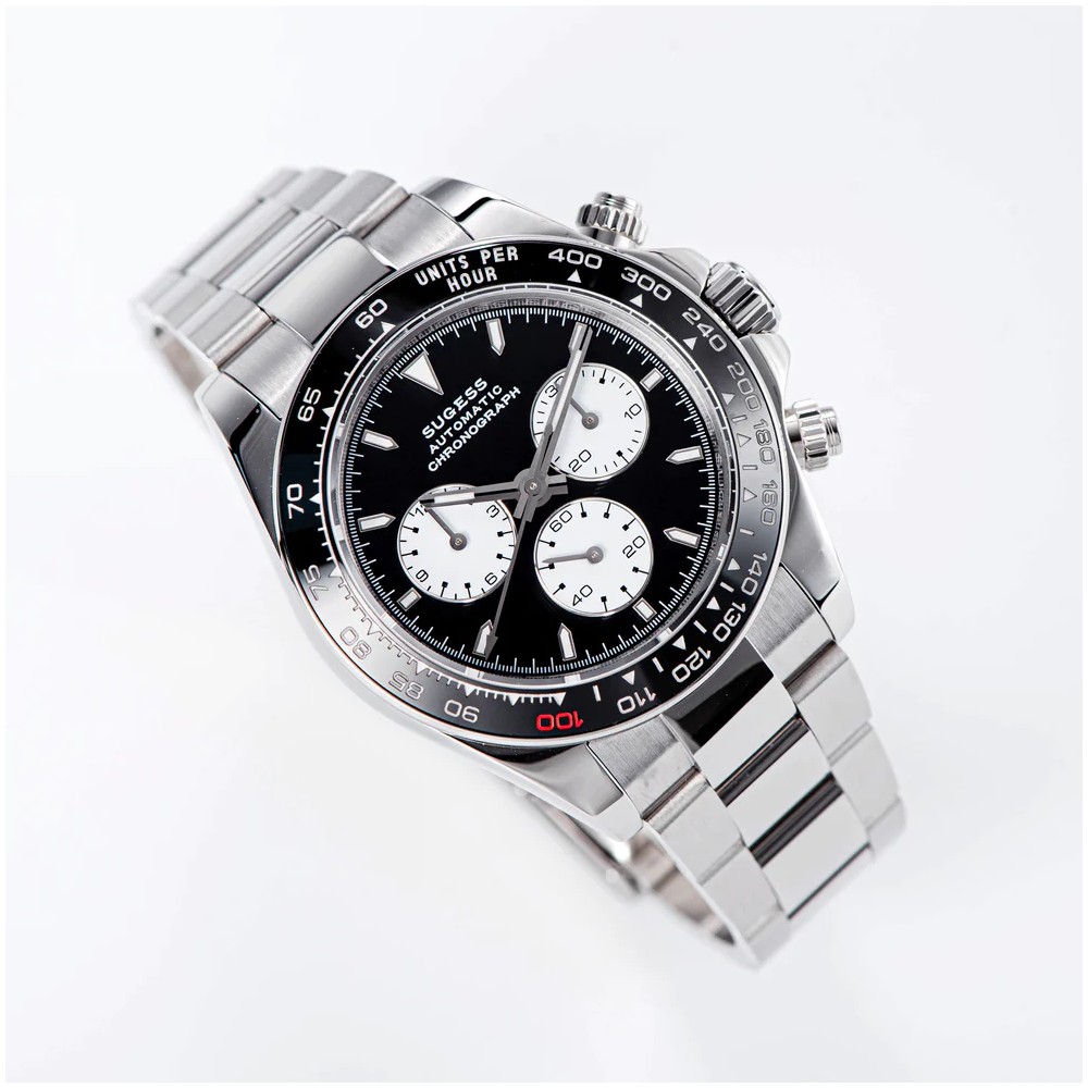 Sugess Chrono Racing 39mm Auto WR 5 ATM Men Watch Panda Red 100 S418-2.003.S