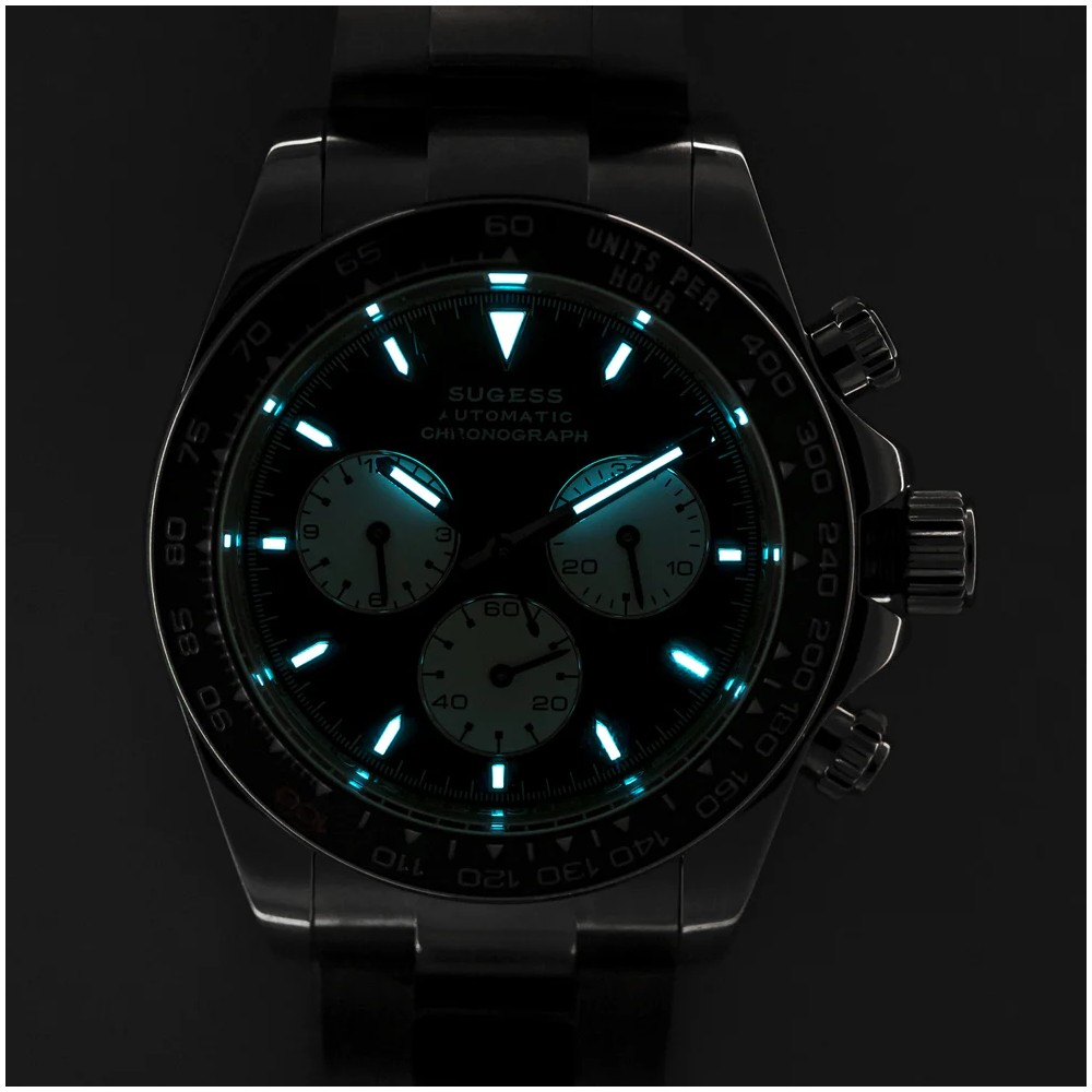 Sugess Chrono Racing 39mm Auto WR 5 ATM Men Watch Panda Red 100 S418-2.003.S